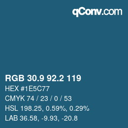Color code: RGB 30.9 92.2 119 | qconv.com