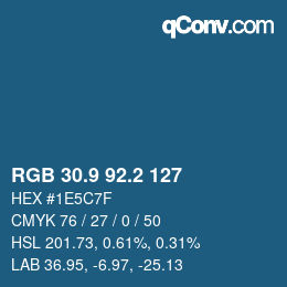 カラーコード: RGB 30.9 92.2 127 | qconv.com