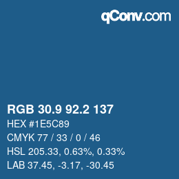 Color code: RGB 30.9 92.2 137 | qconv.com