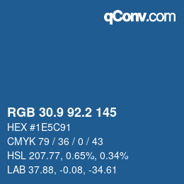 Color code: RGB 30.9 92.2 145 | qconv.com