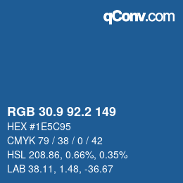 Farbcode: RGB 30.9 92.2 149 | qconv.com