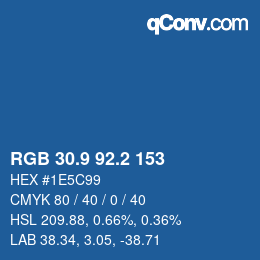 Color code: RGB 30.9 92.2 153 | qconv.com