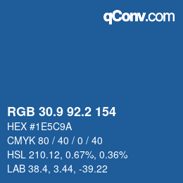 Color code: RGB 30.9 92.2 154 | qconv.com