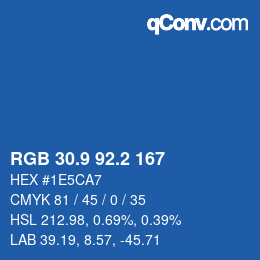 カラーコード: RGB 30.9 92.2 167 | qconv.com