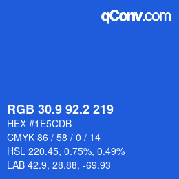 カラーコード: RGB 30.9 92.2 219 | qconv.com