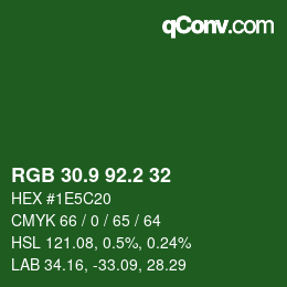 カラーコード: RGB 30.9 92.2 32 | qconv.com