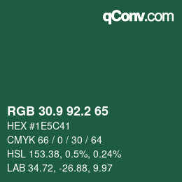 カラーコード: RGB 30.9 92.2 65 | qconv.com