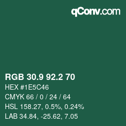 カラーコード: RGB 30.9 92.2 70 | qconv.com