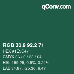 カラーコード: RGB 30.9 92.2 71 | qconv.com