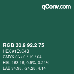 カラーコード: RGB 30.9 92.2 75 | qconv.com