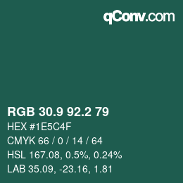 Color code: RGB 30.9 92.2 79 | qconv.com