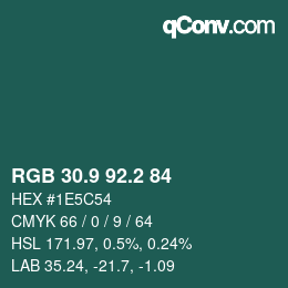 Color code: RGB 30.9 92.2 84 | qconv.com