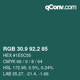 カラーコード: RGB 30.9 92.2 85 | qconv.com