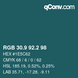 Color code: RGB 30.9 92.2 98 | qconv.com