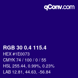 カラーコード: RGB 30 0.4 115.4 | qconv.com