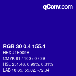 カラーコード: RGB 30 0.4 155.4 | qconv.com
