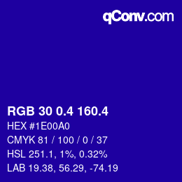カラーコード: RGB 30 0.4 160.4 | qconv.com