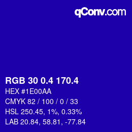 カラーコード: RGB 30 0.4 170.4 | qconv.com