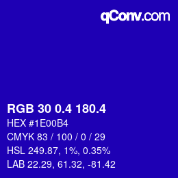 カラーコード: RGB 30 0.4 180.4 | qconv.com