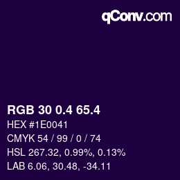 カラーコード: RGB 30 0.4 65.4 | qconv.com