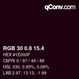 カラーコード: RGB 30 0.8 15.4 | qconv.com
