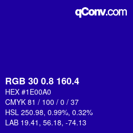 カラーコード: RGB 30 0.8 160.4 | qconv.com