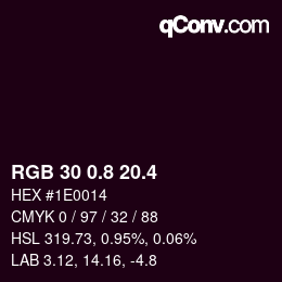 カラーコード: RGB 30 0.8 20.4 | qconv.com