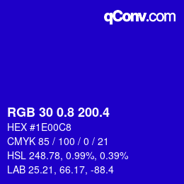 カラーコード: RGB 30 0.8 200.4 | qconv.com