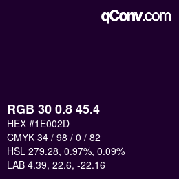 カラーコード: RGB 30 0.8 45.4 | qconv.com