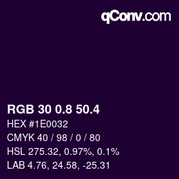 カラーコード: RGB 30 0.8 50.4 | qconv.com