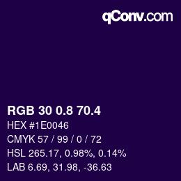 カラーコード: RGB 30 0.8 70.4 | qconv.com