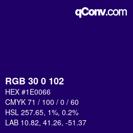 Color code: RGB 30 0 102 | qconv.com