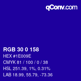 Color code: RGB 30 0 158 | qconv.com