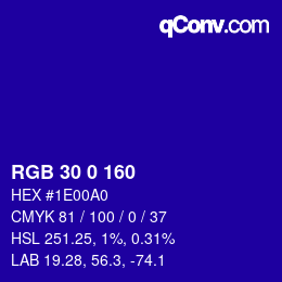 Color code: RGB 30 0 160 | qconv.com