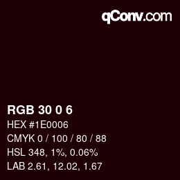Farbcode: RGB 30 0 6 | qconv.com