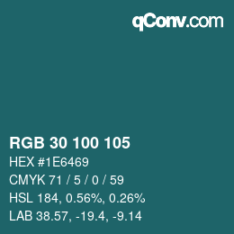 Color code: RGB 30 100 105 | qconv.com