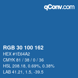 カラーコード: RGB 30 100 162 | qconv.com