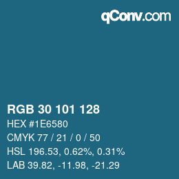 Color code: RGB 30 101 128 | qconv.com