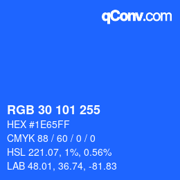 Color code: RGB 30 101 255 | qconv.com