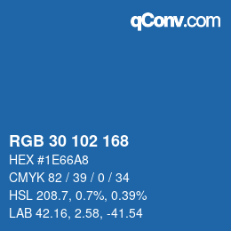 Color code: RGB 30 102 168 | qconv.com