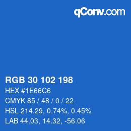 Color code: RGB 30 102 198 | qconv.com