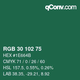 Color code: RGB 30 102 75 | qconv.com