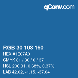 カラーコード: RGB 30 103 160 | qconv.com