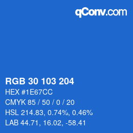 Color code: RGB 30 103 204 | qconv.com