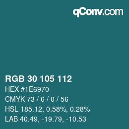 Color code: RGB 30 105 112 | qconv.com