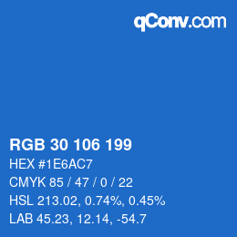 Color code: RGB 30 106 199 | qconv.com