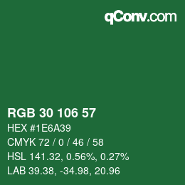 Color code: RGB 30 106 57 | qconv.com