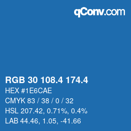 カラーコード: RGB 30 108.4 174.4 | qconv.com