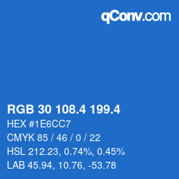 カラーコード: RGB 30 108.4 199.4 | qconv.com