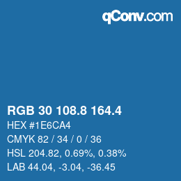 カラーコード: RGB 30 108.8 164.4 | qconv.com